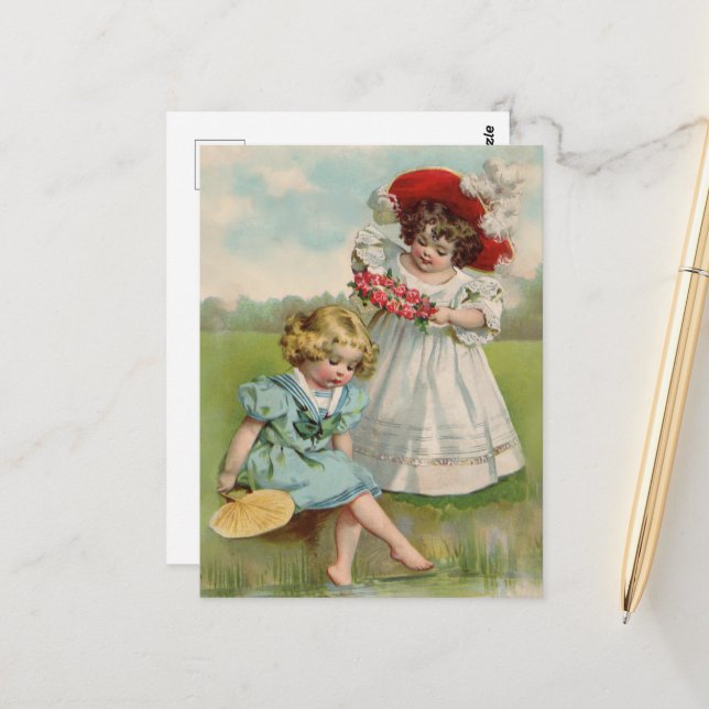 Victorian Children Postcard (Front/Back In Situ)