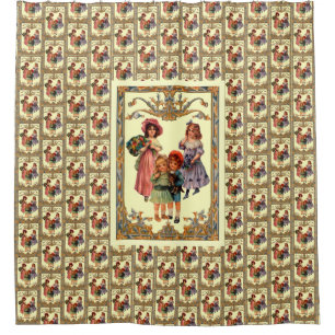 Victorian Children Vintage Art  Shower Curtain
