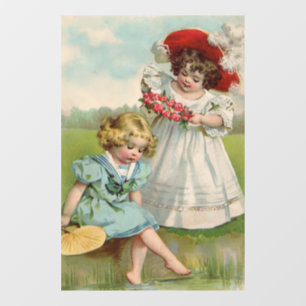 Victorian Children Vintage Summer Girls Garden