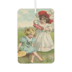 Victorian Children Vintage Summer Girls Garden Car Air Freshener