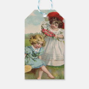 Victorian Children Vintage Summer Girls Garden Gift Tags