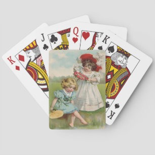 Victorian Children Vintage Summer Girls Garden Playing Cards