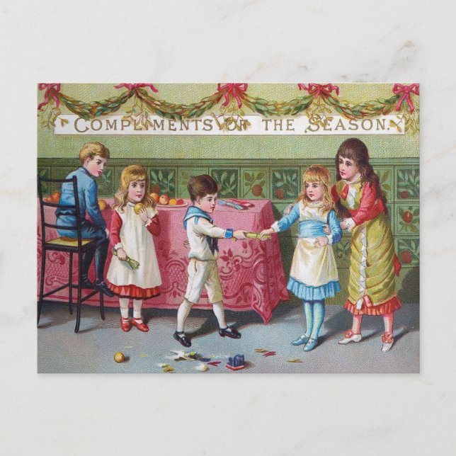 Victorian Children's Christmas Greeting Postcard (Front)
