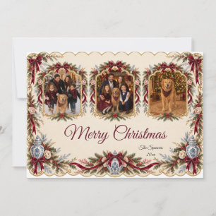 Victorian Chinoiserie Christmas Family Photo Colla Holiday Card
