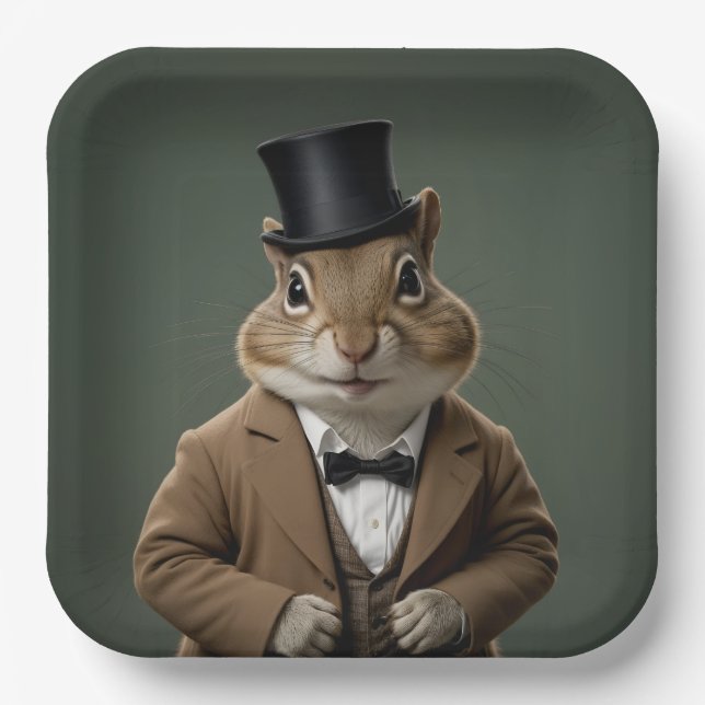 Victorian Chipmunk Paper Plate (Front)