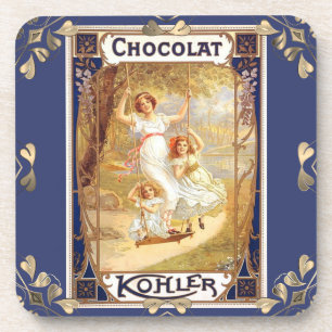 Victorian chocolate advertisement label coasters