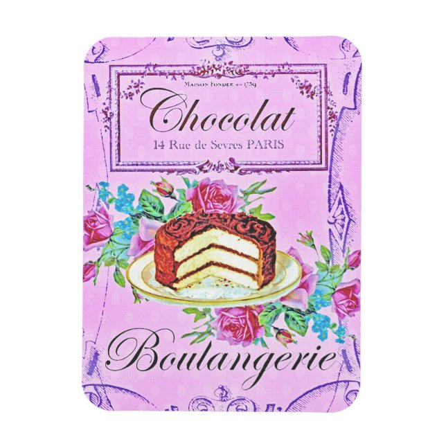 Victorian chocolate cake pastry shop magnet (Vertical)