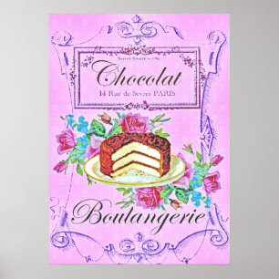 Victorian chocolate cake pastry shop poster