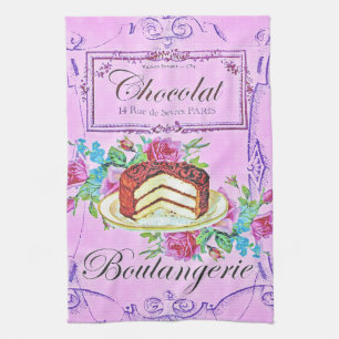 Victorian chocolate cake pastry shop tea towel