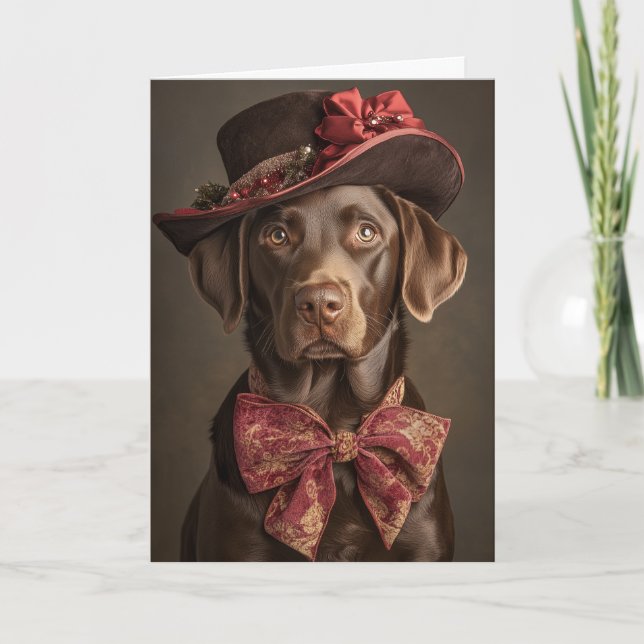 Victorian Chocolate Lab Christmas Holiday Card (Front)