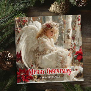 Victorian Christmas angel editable holiday cards