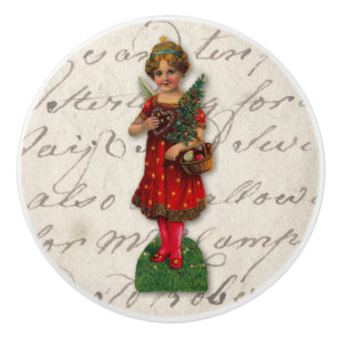 Victorian Christmas Angel  - gingerbread heart  Ceramic Knob