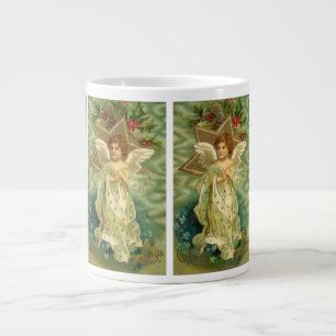 Victorian Christmas Angel with Vintage Gold Star Large Coffee Mug