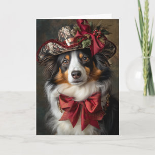Victorian Christmas Australian Shepherd Holiday Card