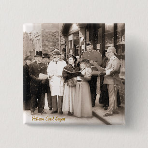 VICTORIAN CHRISTMAS CAROL SINGERS 15 CM SQUARE BADGE
