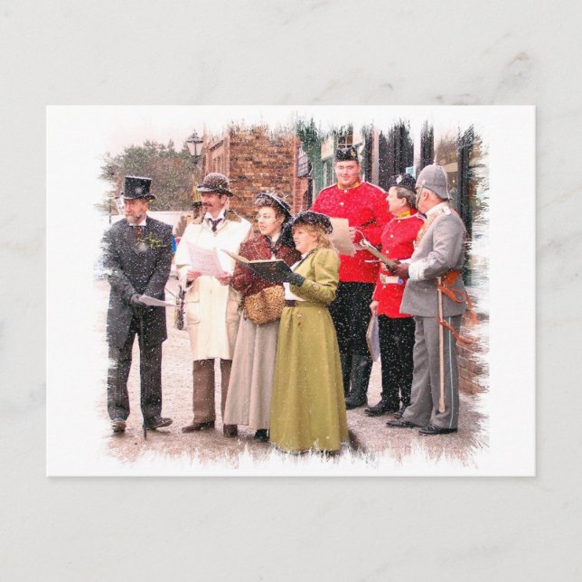 VICTORIAN CHRISTMAS CAROL SINGERS HOLIDAY POSTCARD (Front)