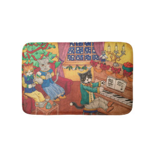 Victorian Christmas Cats Bath Mat