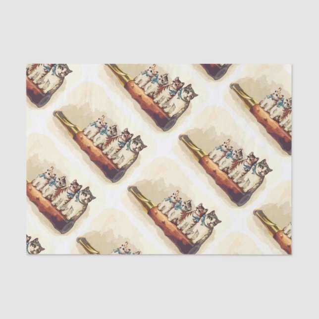 Victorian Christmas Cats Tissue Paper (Front)