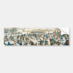 Victorian Christmas Central Park Currier & Ives Bumper Sticker