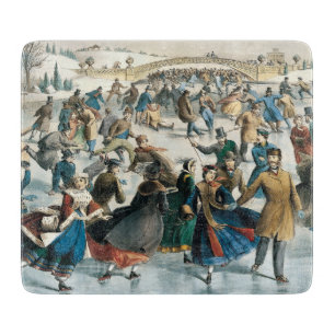 Victorian Christmas Central Park Currier & Ives Cutting Board