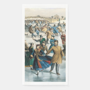 Victorian Christmas Central Park Currier & Ives Napkin