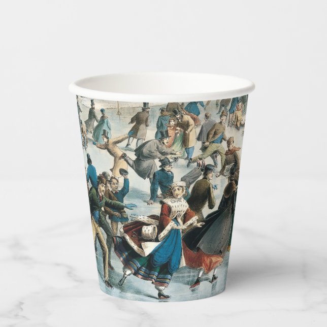 Victorian Christmas Central Park Currier & Ives Paper Cups (Front)