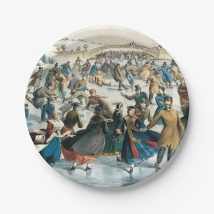 Victorian Christmas Central Park Currier & Ives Paper Plate