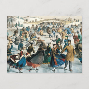 Victorian Christmas Central Park Currier & Ives Postcard