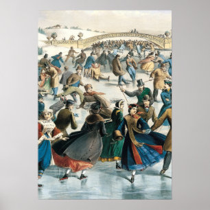 Victorian Christmas Central Park Currier & Ives Poster