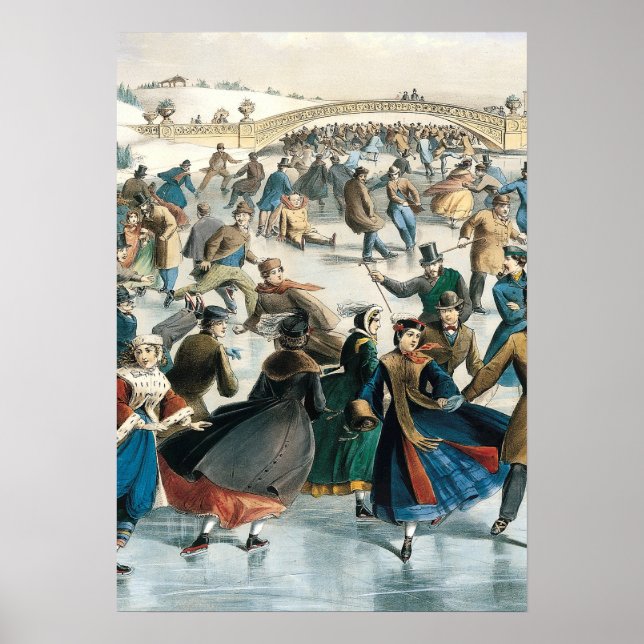 Victorian Christmas Central Park Currier & Ives Poster (Front)