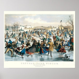Victorian Christmas Central Park Currier & Ives Poster