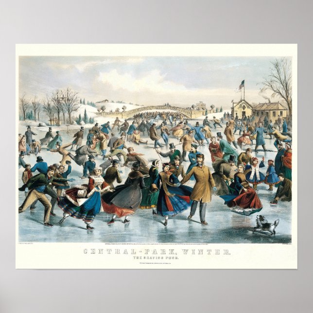 Victorian Christmas Central Park Currier & Ives Poster (Front)