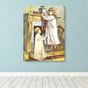 Victorian Christmas, Children Christmas Stockings Canvas Print