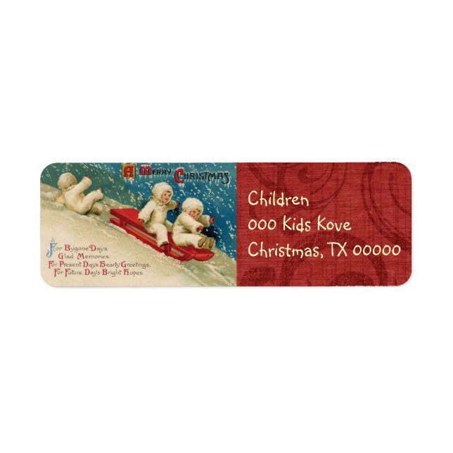 Victorian Christmas Children Return Address Labels (Front)