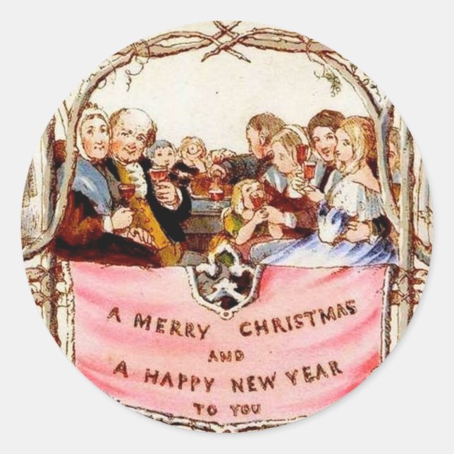 Victorian Christmas Classic Round Sticker (Front)