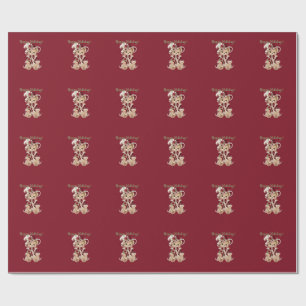 Victorian Christmas Cute Bear Theme Wrapping Paper