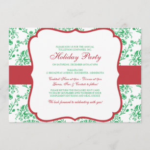 Victorian Christmas Damask Invitation