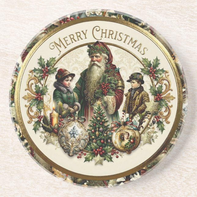 Victorian Christmas Elegance  Coaster (Front)