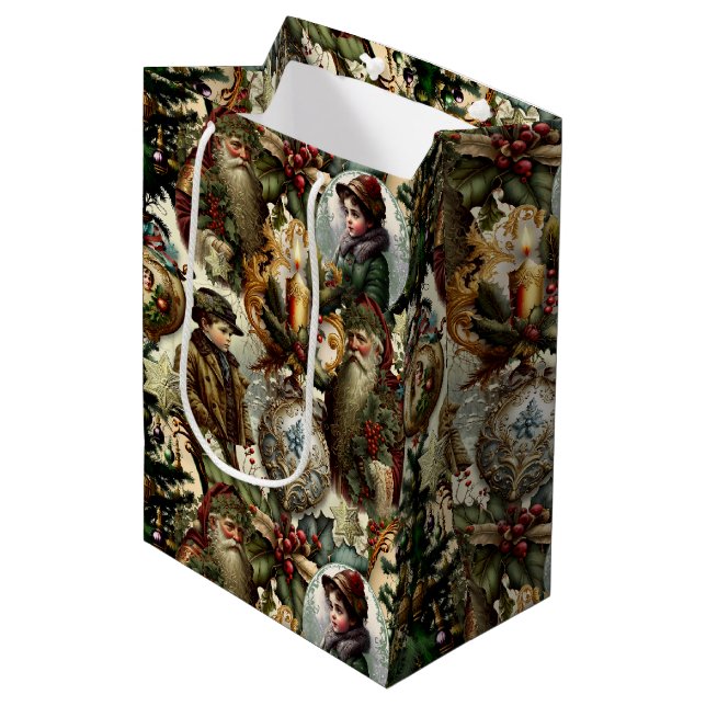 Victorian Christmas Elegance  Medium Gift Bag (Front Angled)