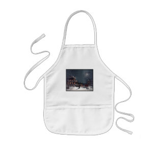 Victorian Christmas Eve Party Winter Carriage Kids Apron