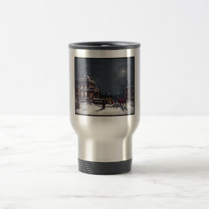 Victorian Christmas Eve Party Winter Carriage Travel Mug