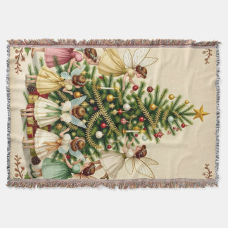 Victorian Christmas Fairy Gathering Throw Blanket