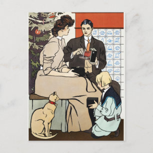 Victorian Christmas Family Antique Camera Art Postcard