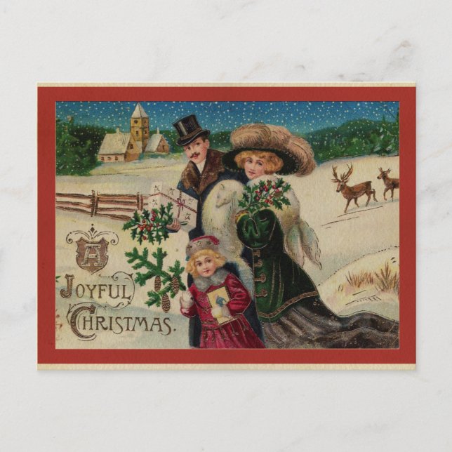 Victorian Christmas Family Postcard (Front)