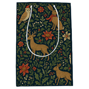 Victorian Christmas Floral Medium Gift Bag