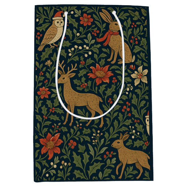 Victorian Christmas Floral  Medium Gift Bag (Front)