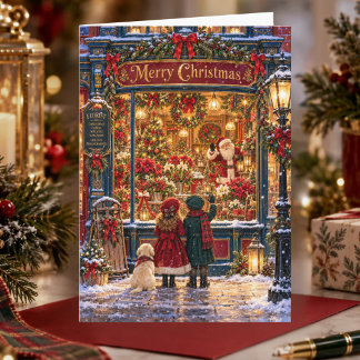 Victorian Christmas Floral Shop Nostalgic Holiday Card