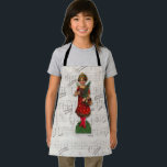 Victorian Christmas Girl Angel Antique Music Sheet Apron<br><div class="desc">It's time to cook and bake - and relax at the same time. Cooking or baking is such a peaceful pursuit - and then you get to eat yummy creations, it's win-win! Here is a cute little angel to bring a spot of bright red Christmas cheer. I find this image...</div>