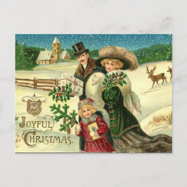 Victorian Christmas Greeting Holiday Postcard (Front)