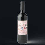 Victorian Christmas Ornaments Wine Label<br><div class="desc">This pretty label features multicolored Victorian Christmas ornaments hanging down from the top. They are various shades of blue, yellow and pink. Typography reads Merry Christmas at the bottom and you personalise with your name. This will be a wonderful gift for friends and family during the holidays or to serve...</div>